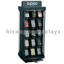 Custom Brand Logo Double Sided Counter Top Lockable Rotating Wood Acrylic Lighter Display Stand